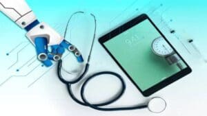 Image of a stethoscope and tablet