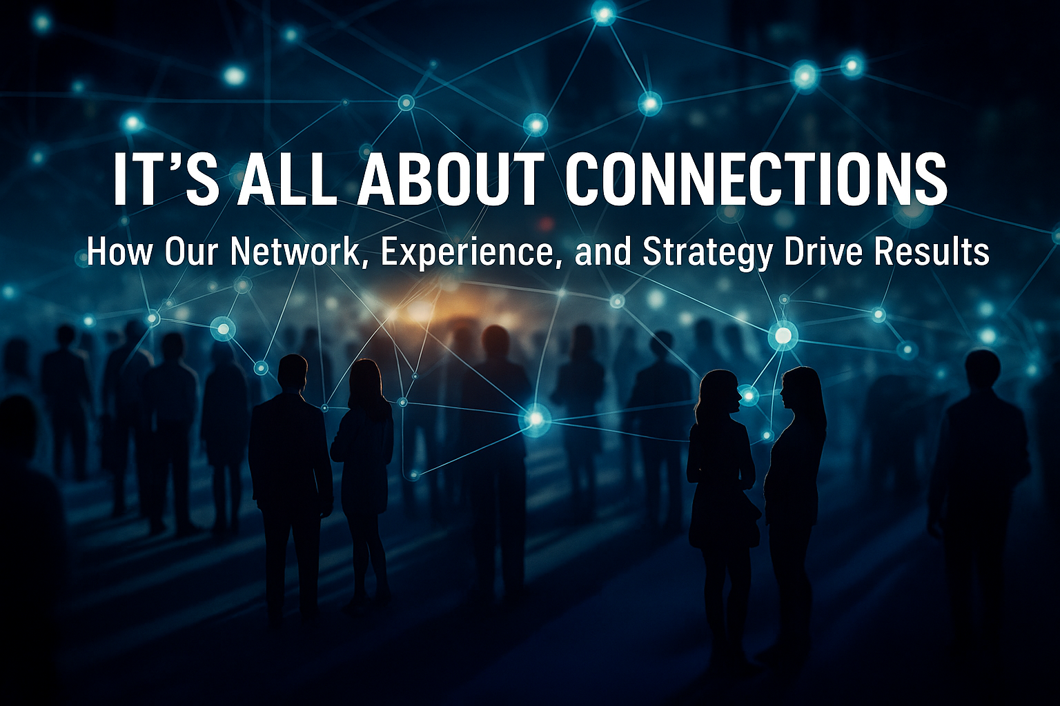 People networking with digital connections overlaid.